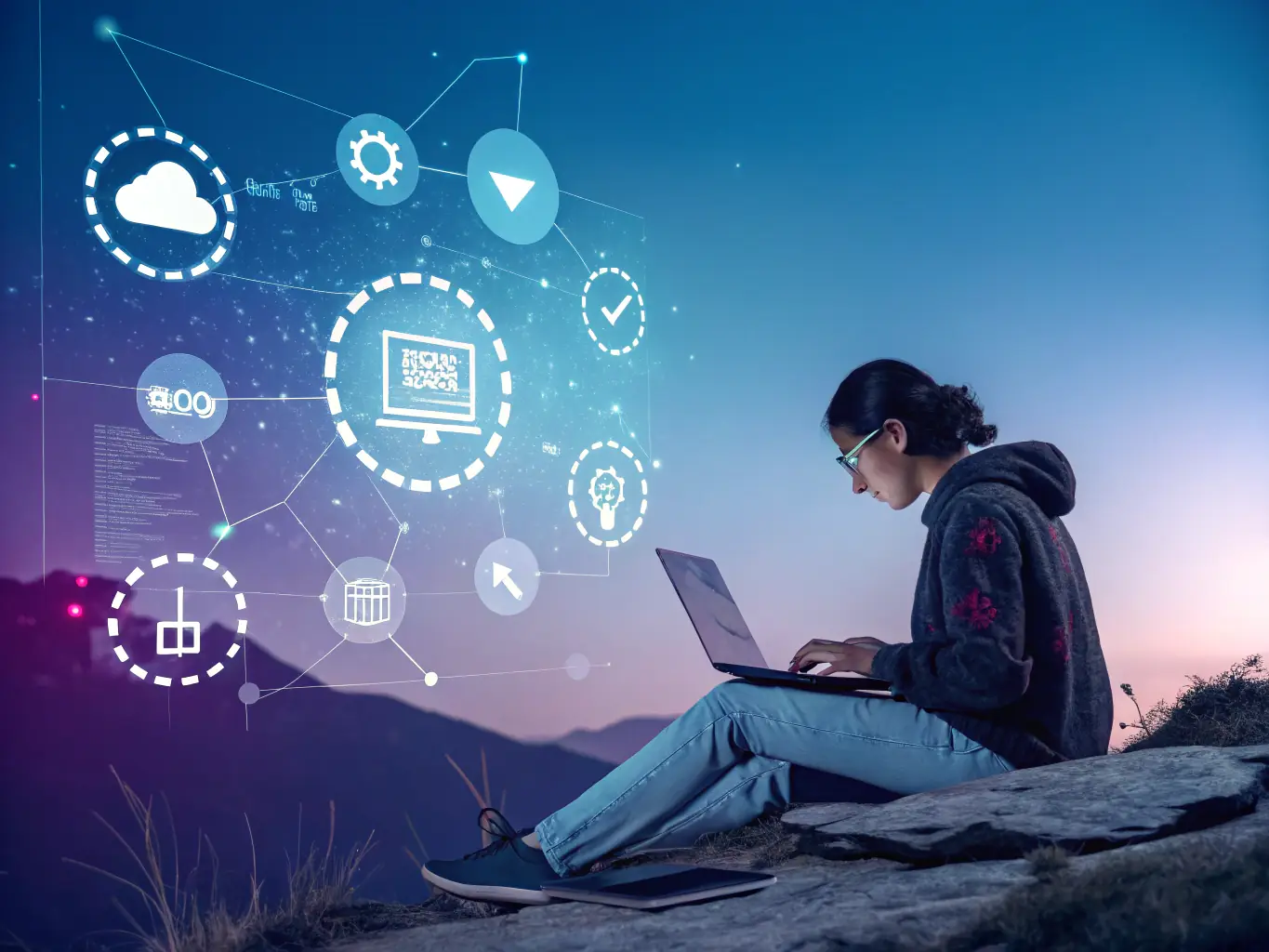 A focused image of a student working on a Python coding project, surrounded by financial data visualizations, representing the practical application of Python in finance.