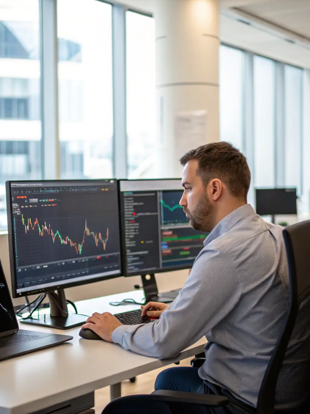 A visual representation of a trading algorithm built with Python, showing buy and sell signals on a stock chart.